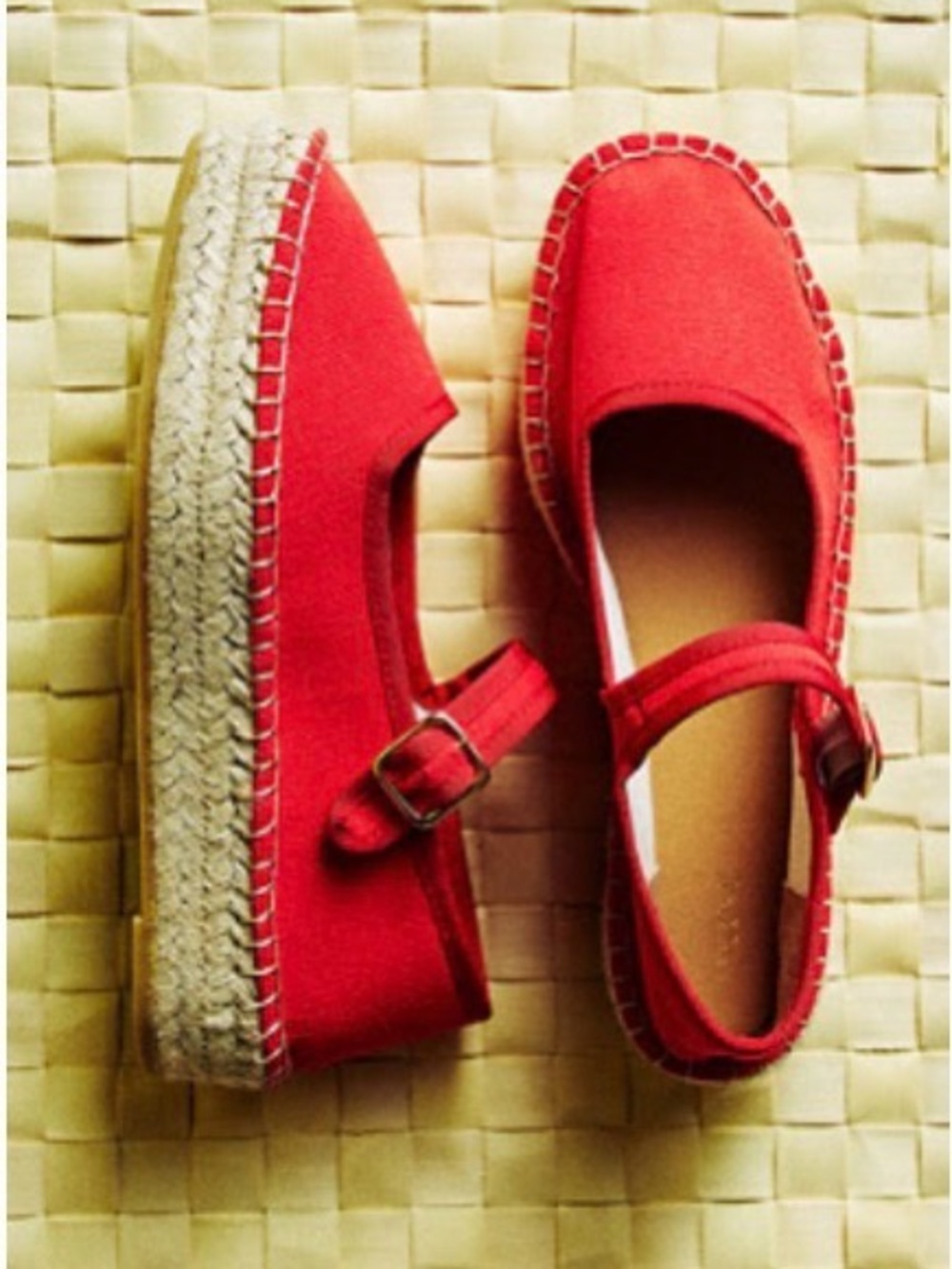 Maeve Red Canvas Espadrille Mary Jane Flats